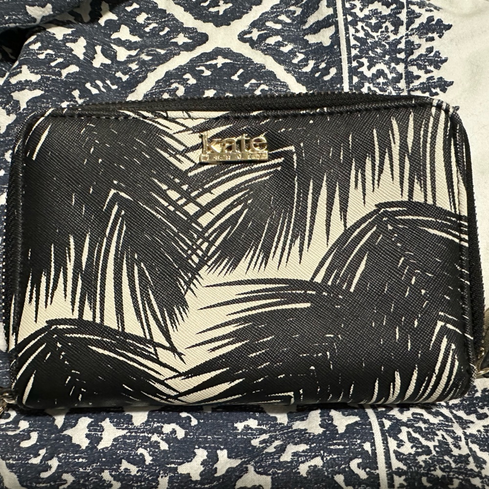 Black and white tropical wristlet